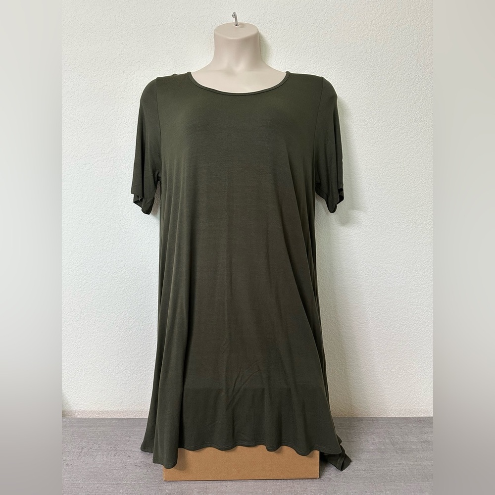 Women’s Plus Dark Olive Green Short Sleeve T-Shirt Dress 3X NWT